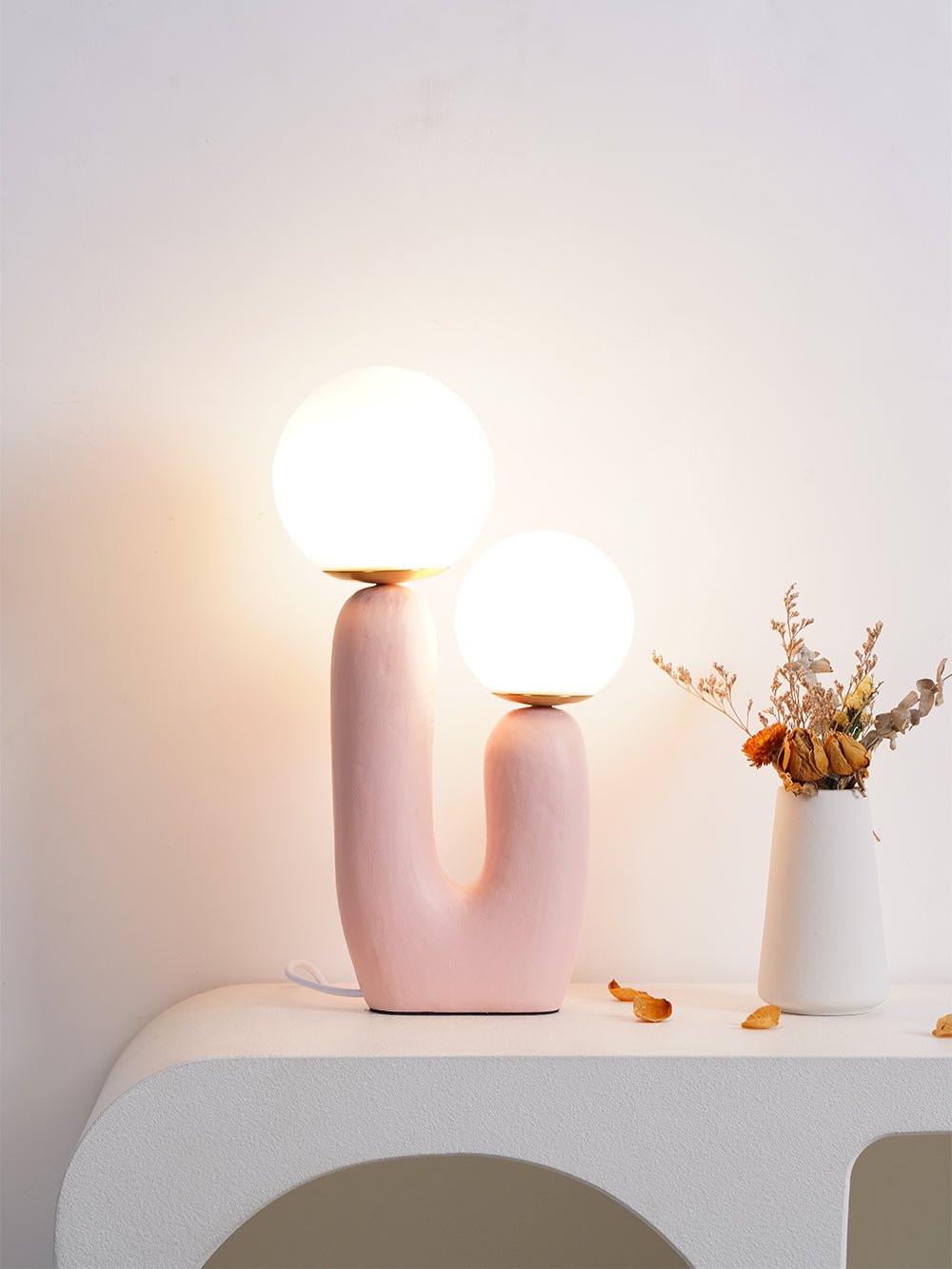 Tafellamp met Harsbehuizing en G9-Fitting – Keramische Oo-Collectielamp in Wit, Roze, Groen of Terra Cotta | Sansoti