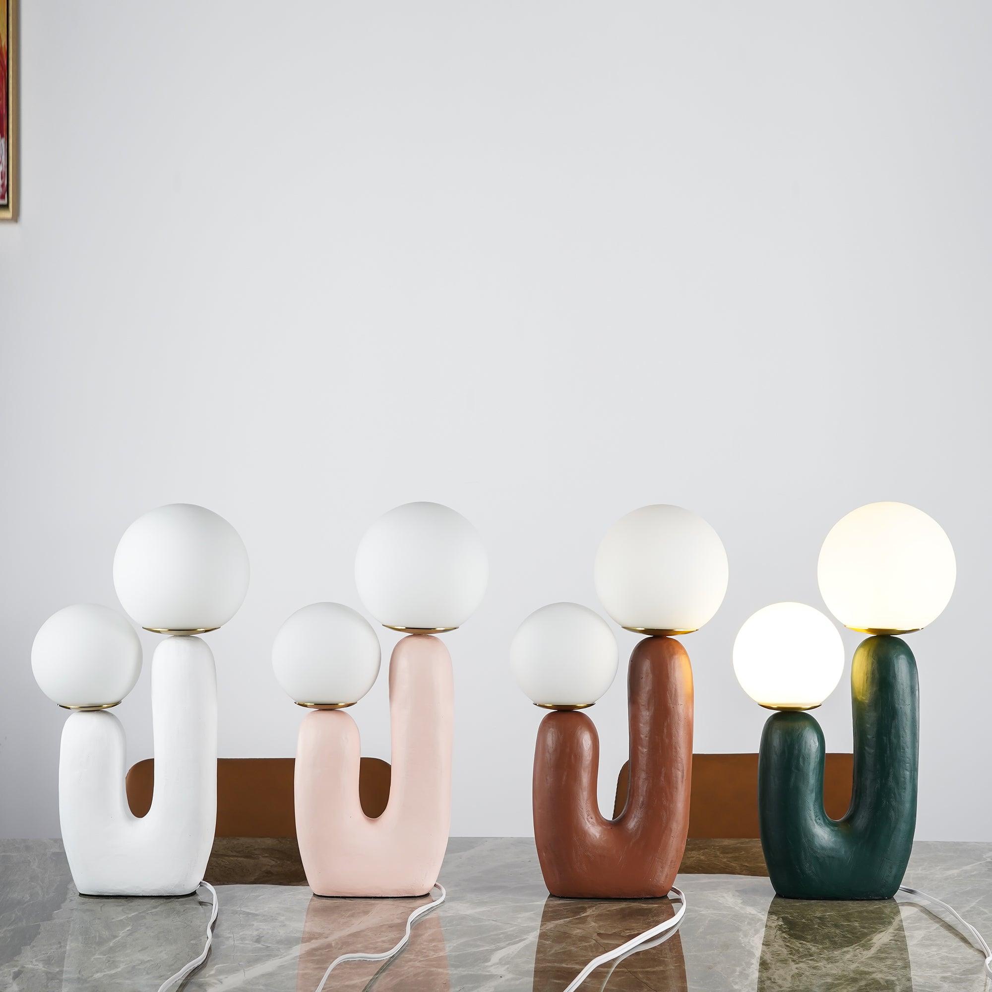 Tafellamp met Harsbehuizing en G9-Fitting – Keramische Oo-Collectielamp in Wit, Roze, Groen of Terra Cotta | Sansoti