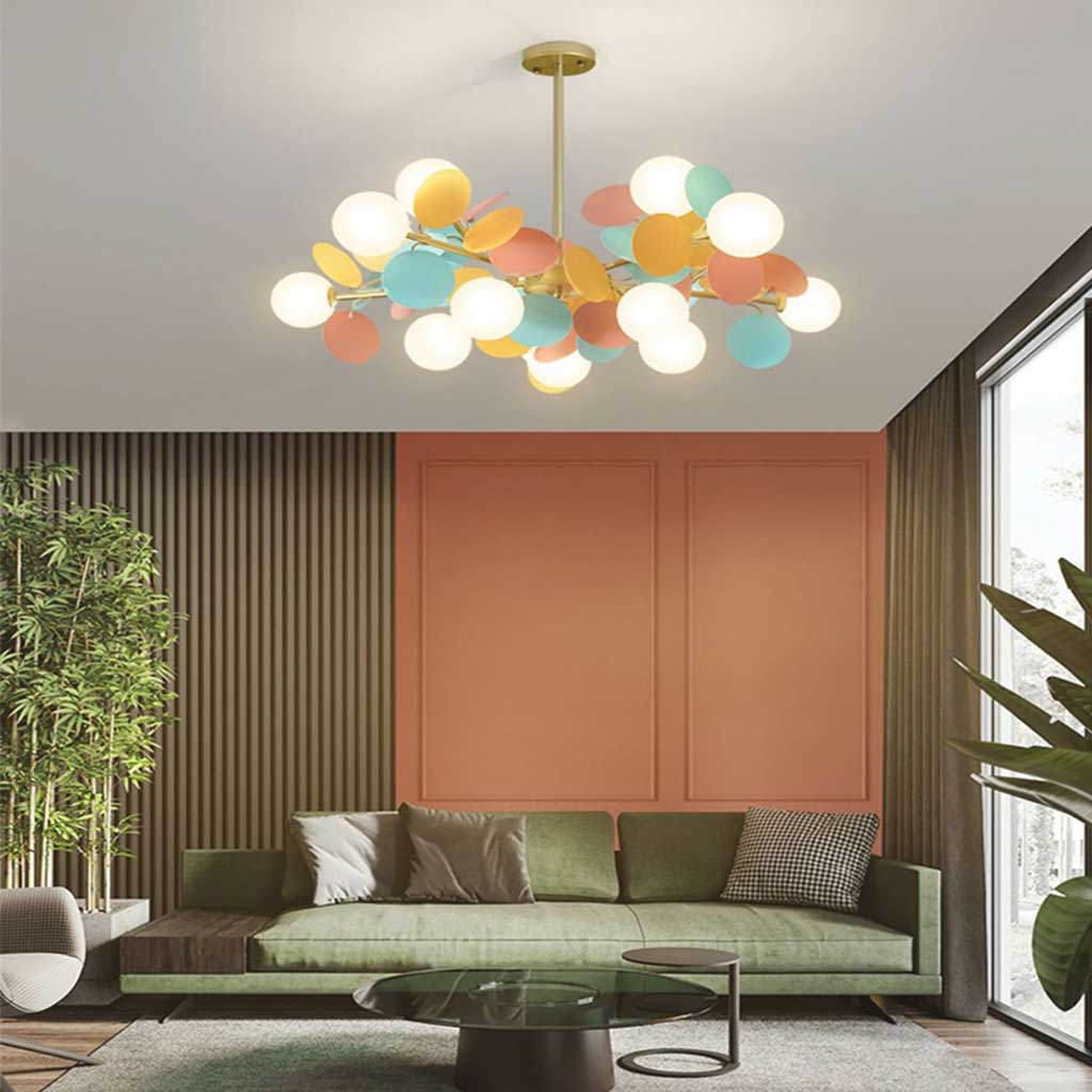 Moderner Kronleuchter mit opalweißen Glaszweigen LED Dimmbar Wohnzimmer Esszimmer Stimmungsbeleuchtung Künstlerisches Design | Sansoti