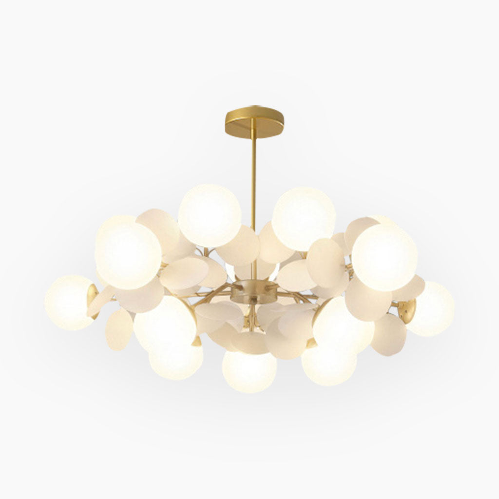 Moderner Kronleuchter mit opalweißen Glaszweigen LED Dimmbar Wohnzimmer Esszimmer Stimmungsbeleuchtung Künstlerisches Design | Sansoti