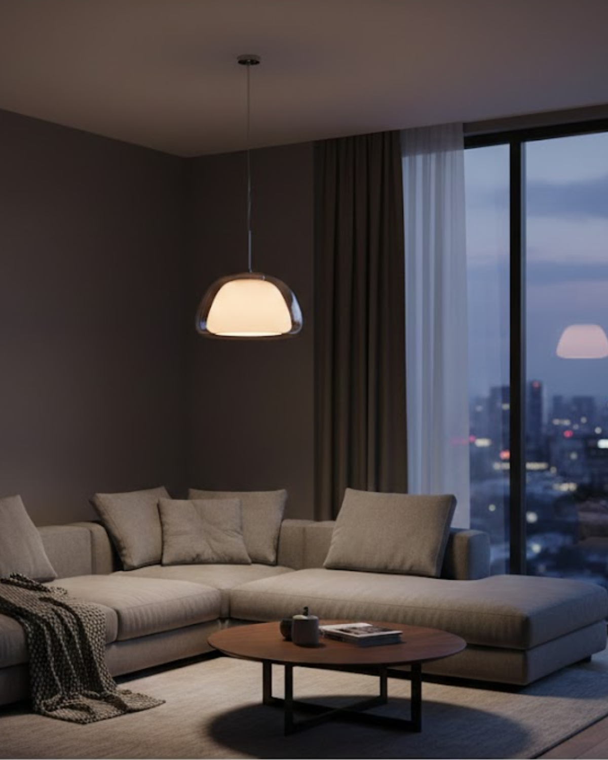 Luxe Glazen Hanglamp Met Mat En Transparant Glas In Minimalistisch Japandi Design | Sansoti