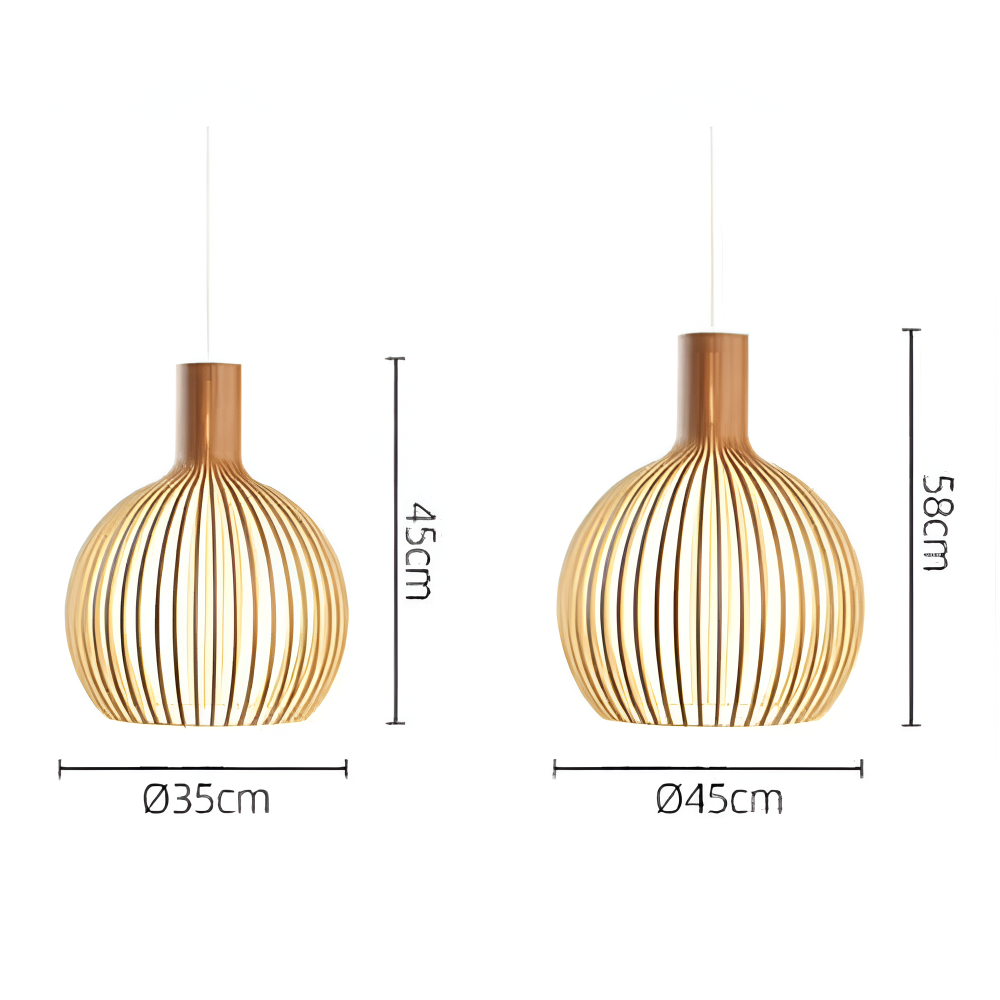 Houten Hanglamp Scandinavisch Design Plafondverlichting Eethoek Woonkamer Sfeerlicht Natuurlijk Hout 45cm | Sansoti