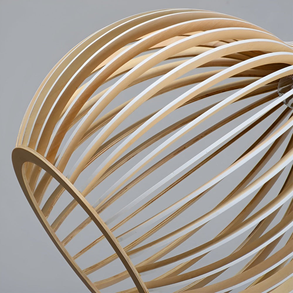 Houten Hanglamp Scandinavisch Design Plafondverlichting Eethoek Woonkamer Sfeerlicht Natuurlijk Hout 45cm | Sansoti