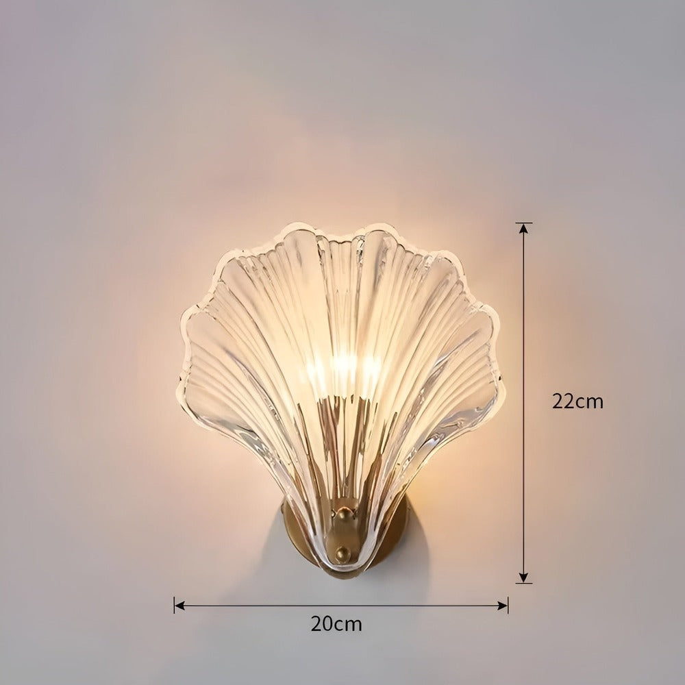 Wandlamp Schelp Glas Messing Goud E27 Ø20cm Slaapkamer Woonkamer Kust Wandverlichting Schelplamp Art Deco | Sansoti