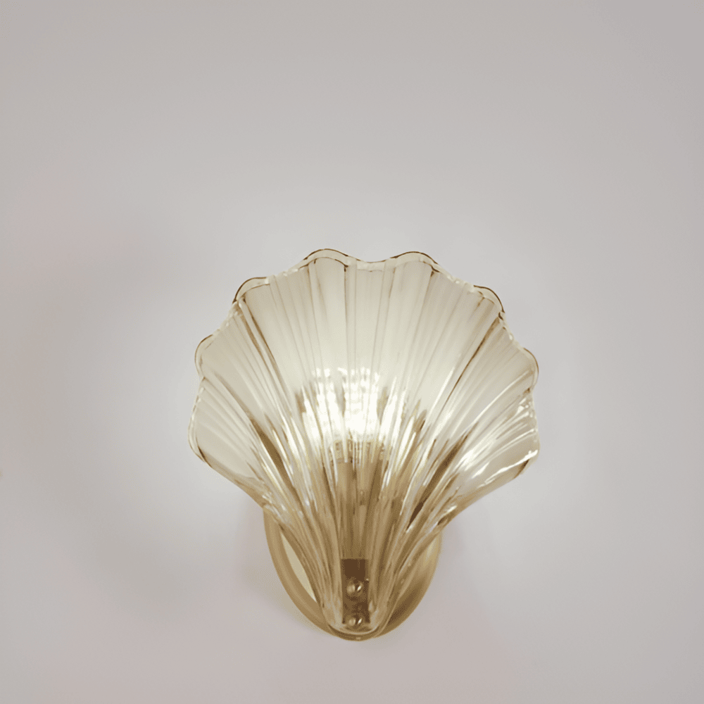Wandlamp Schelp Glas Messing Goud E27 Ø20cm Slaapkamer Woonkamer Kust Wandverlichting Schelplamp Art Deco | Sansoti