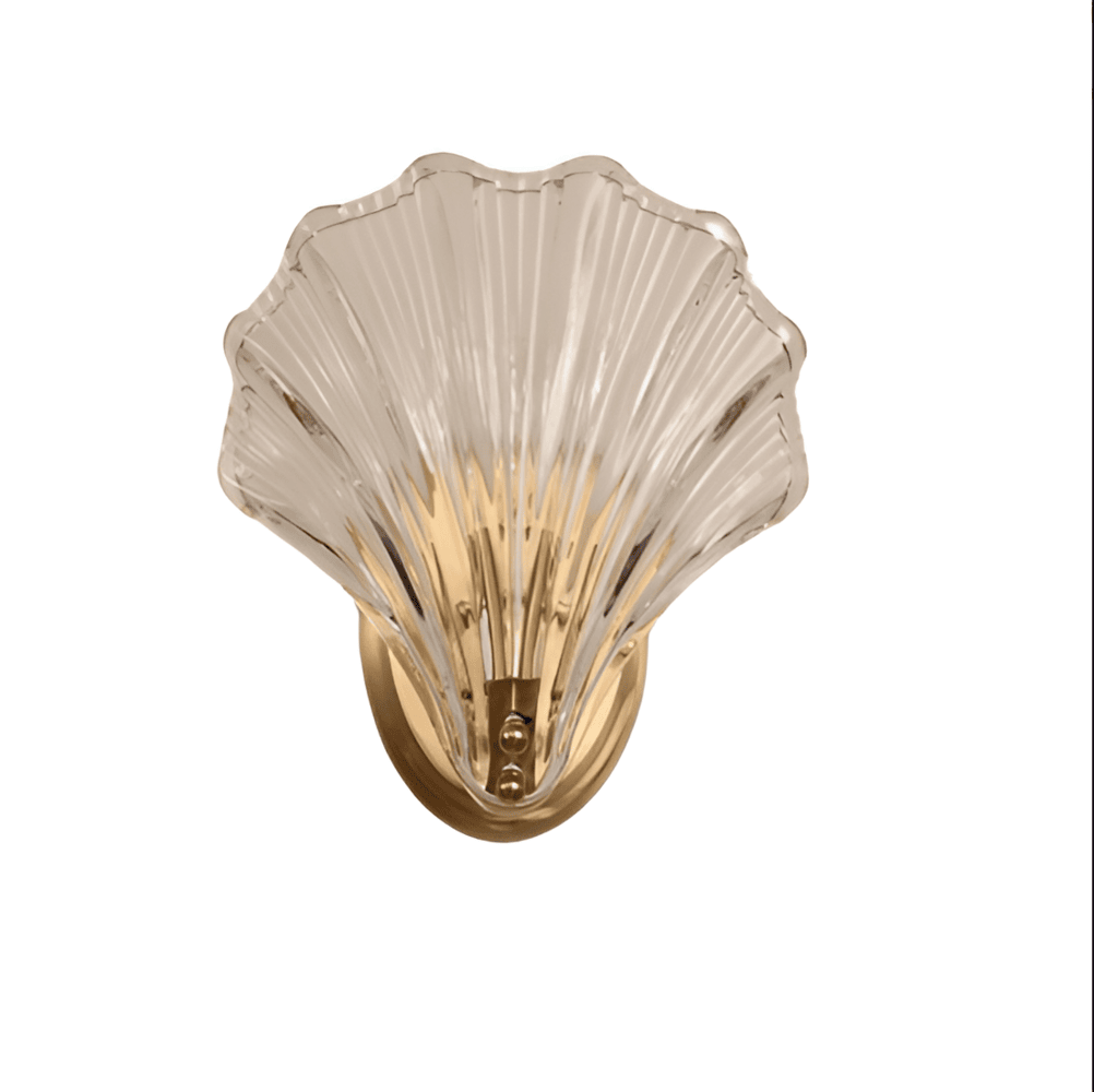 Wandlamp Schelp Glas Messing Goud E27 Ø20cm Slaapkamer Woonkamer Kust Wandverlichting Schelplamp Art Deco | Sansoti