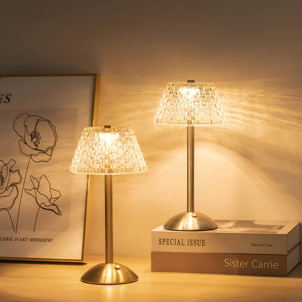 Draadloze Tafellamp Kristal Goud 30cm Dimbaar 3 Lichtstanden USB Oplaadbaar Nachtlamp Slaapkamer Woonkamer Sfeerverlichting Retro Bureaulamp | Sansoti