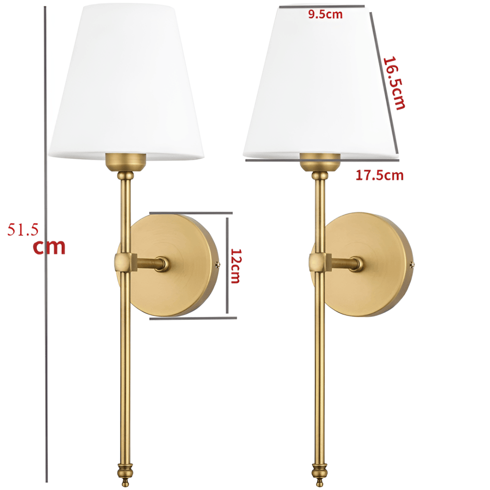 Wandleuchten 2er Set Metall Stoffschirm 51cm Schlafzimmer Flur Hotel Schick | Restfield