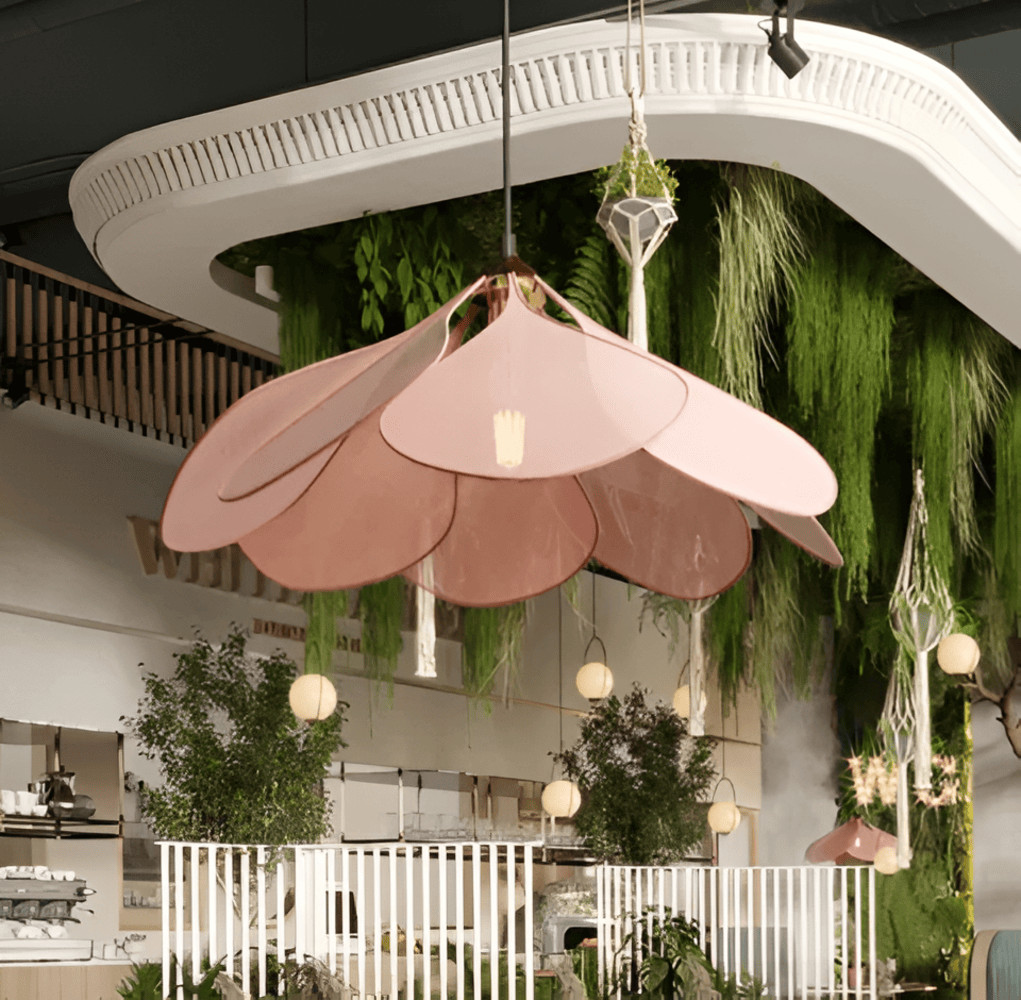 Hängelampe Blume Stoff Vintage E27 Warmweiß 50-80cm Wohnzimmer Schlafzimmer Esszimmer
