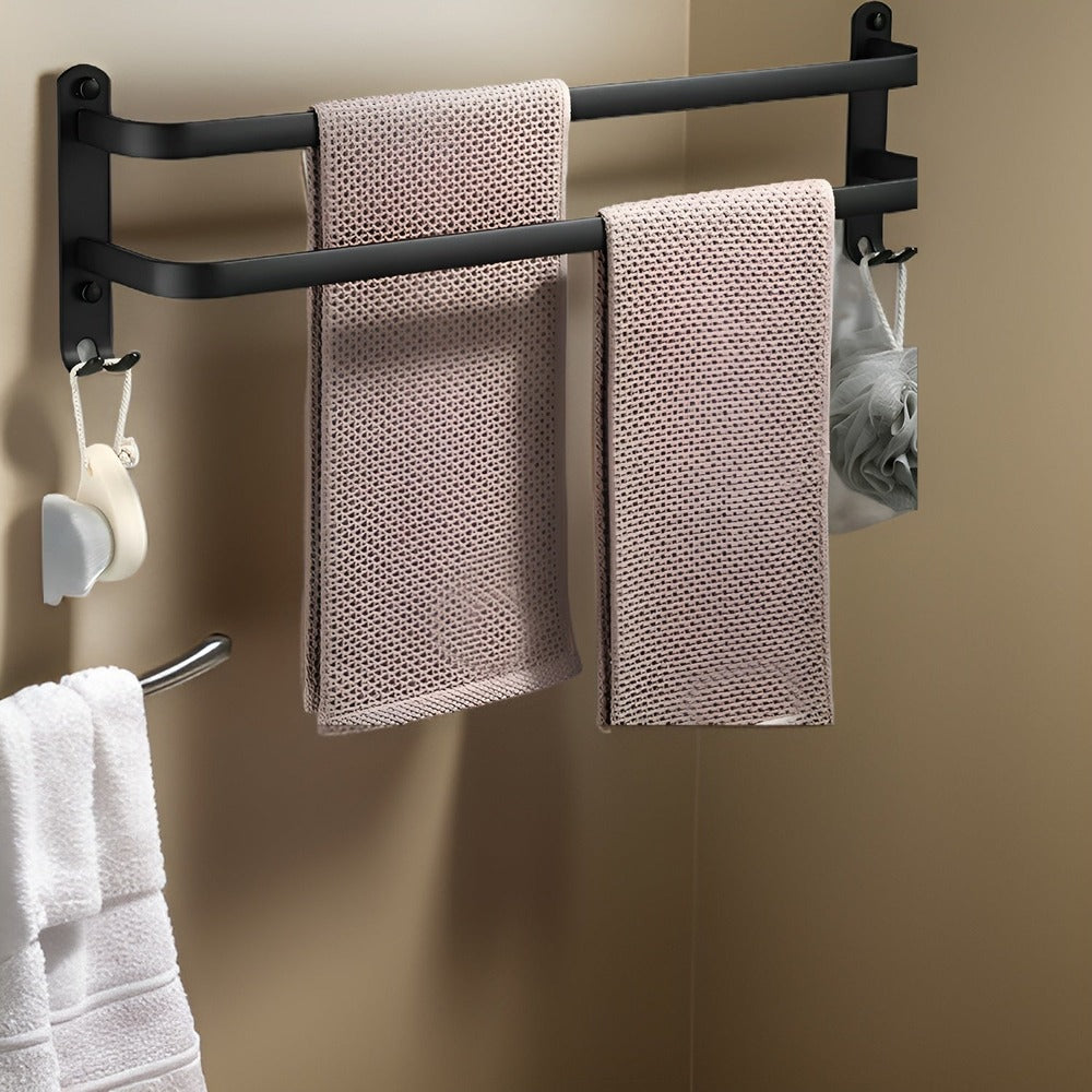 Handdoekrek Wandmontage Aluminium Zwart 40-60cm Badkamer Plank | Sansoti