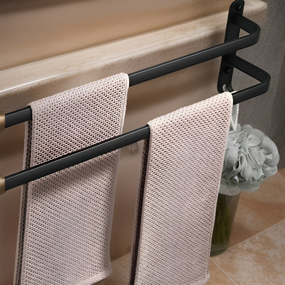 Handdoekrek Wandmontage Aluminium Zwart 40-60cm Badkamer Plank | Sansoti