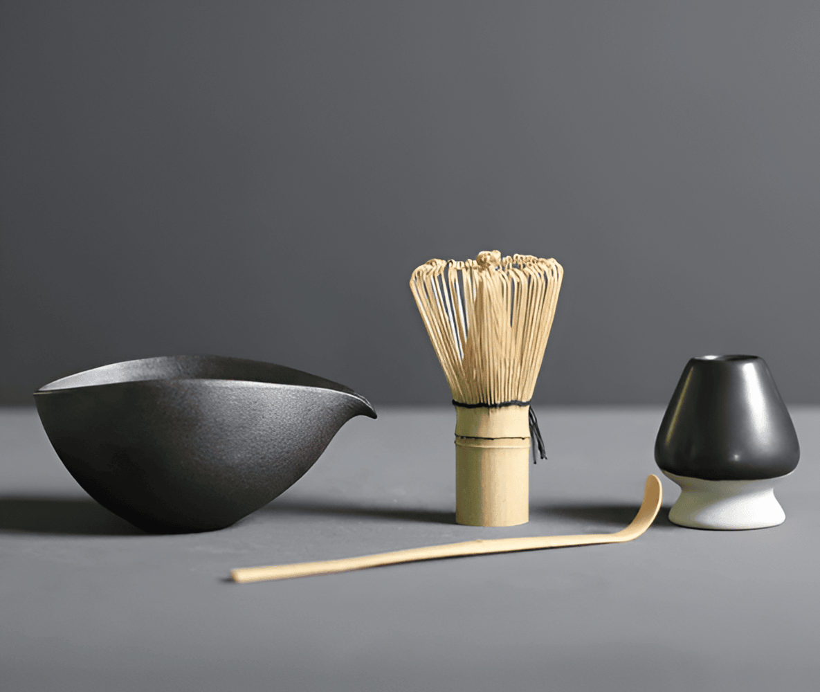 Set Matcha 4 Pièces Céramique Bambou Service à Thé Japonais Bol Fouet Cuillère Support Cadeau Cérémonie du Thé | Restfield