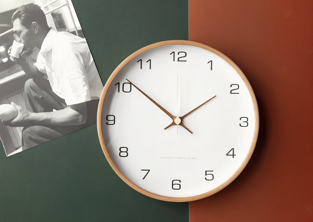 Ronde Wandklok Hout 25cm Grijs Wit Stil Uurwerk Slaapkamer Woonkamer Keuken Kwarts Houten Klok Scandinavisch | Sansoti