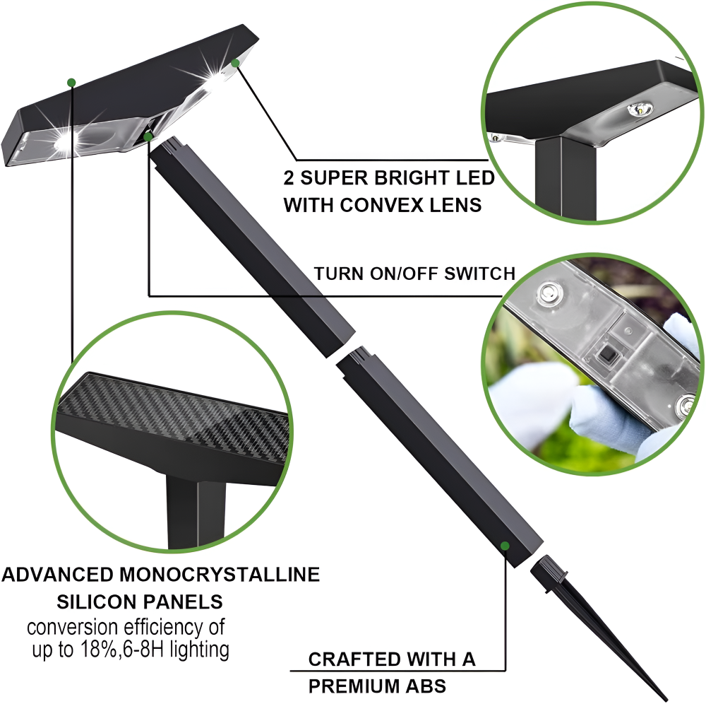 Zonne Lamp Buiten 4 Stuks Waterdicht IP65 Tuinpad Terras 60cm | Sansoti