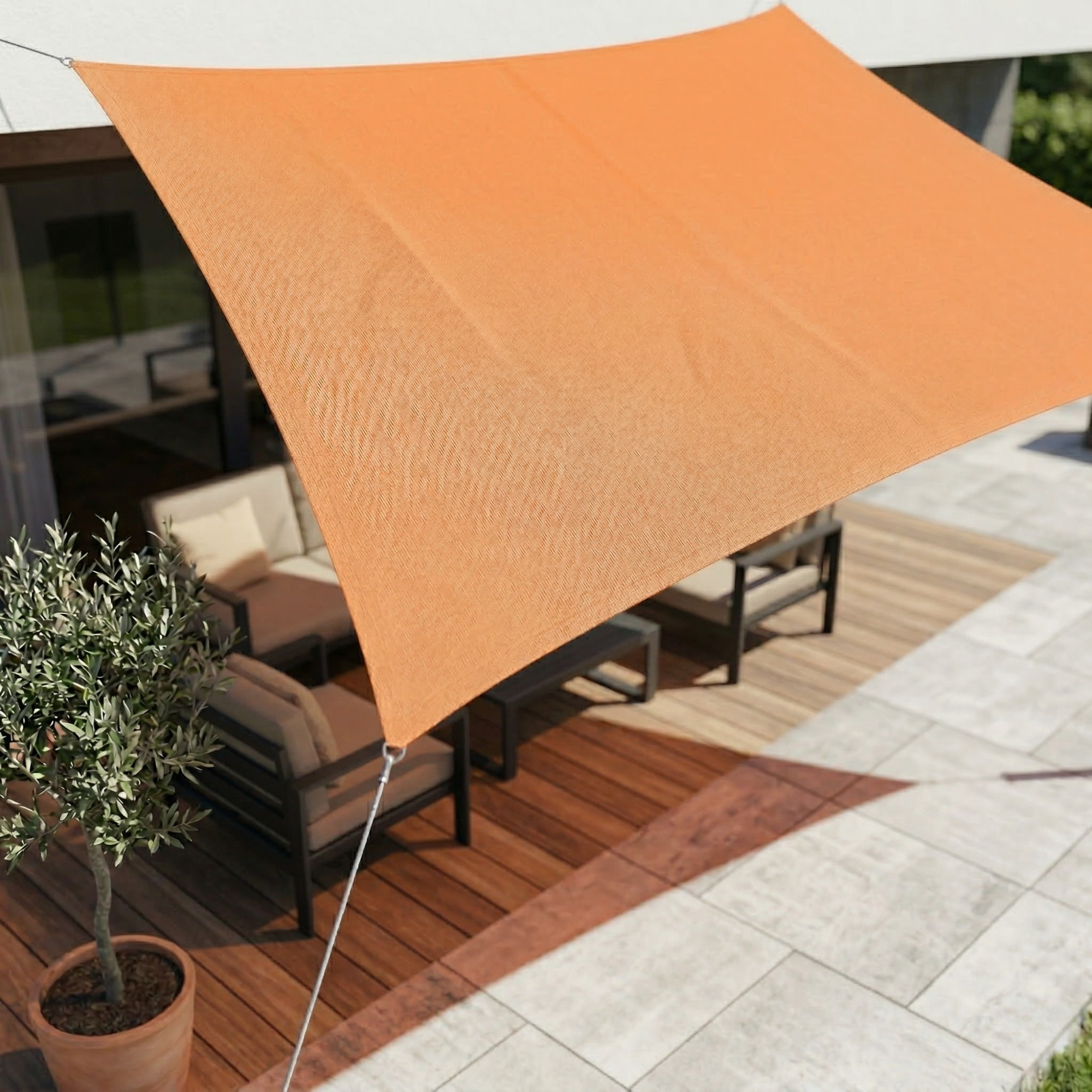 Rechthoekig Zonnezeil Polyester Waterdicht UV-bestendig Tuin Terras Schaduwdoek 98% UV-bescherming Balkondoek | Sansoti