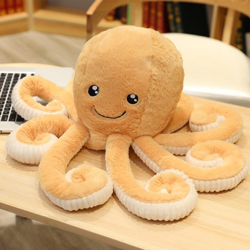 Weiches XXL-Oktopus-Kuscheltier – Plüsch-Dekokissen 40–80 cm – Spielzeug, Dekoration und Geschenk fürs Kinderzimmer | Sansoti