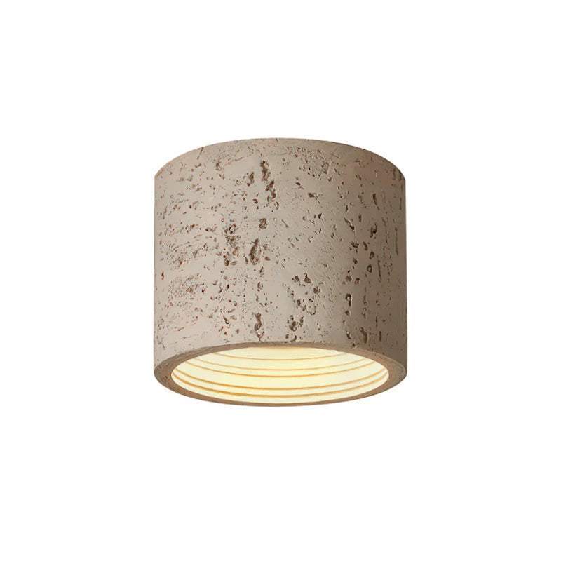 Cilindrische plafondlamp van travertijn – LED verlichting voor moderne interieurs | Sansoti