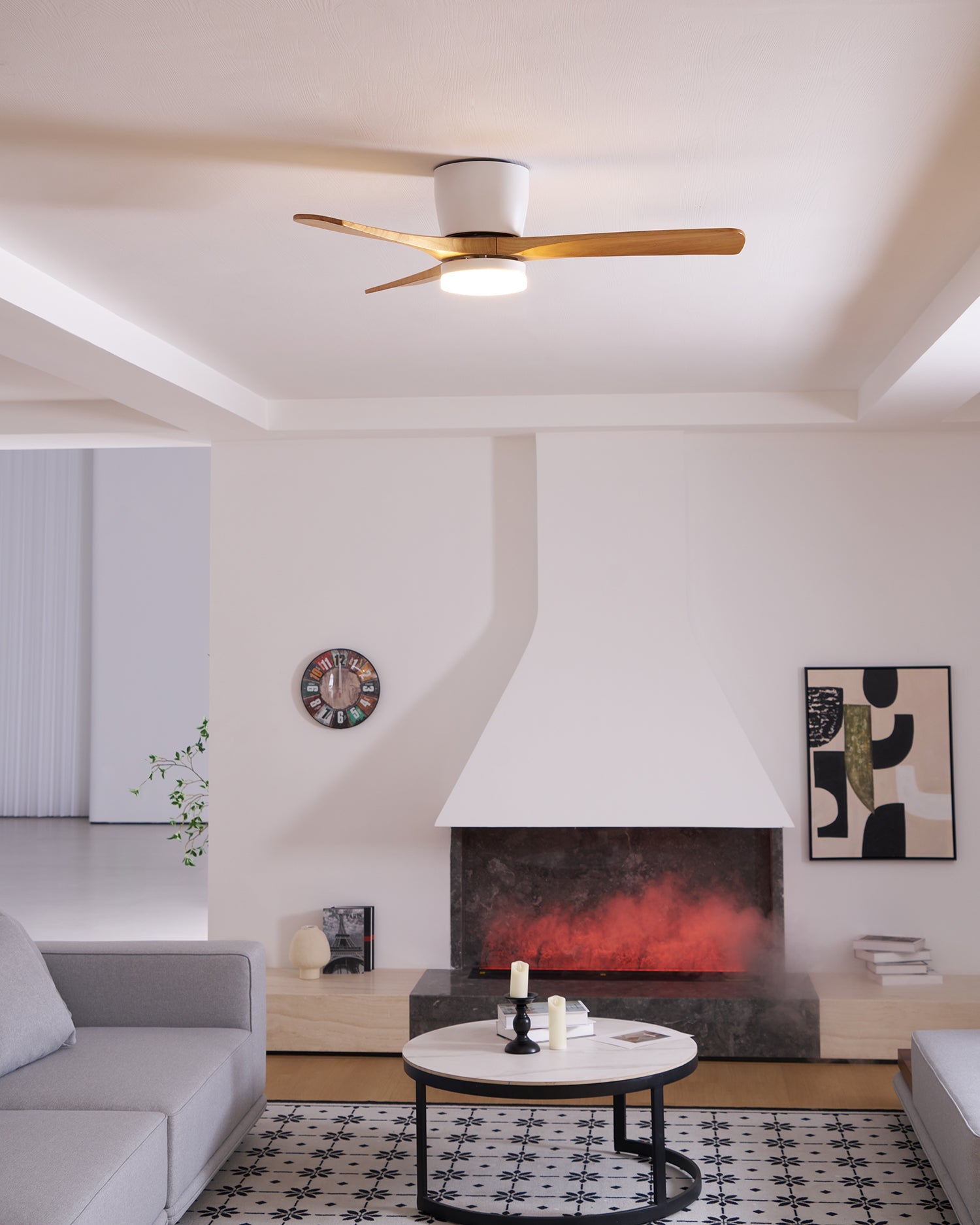 Ventilateur de plafond avec éclairage LED et pales en bois – Design scandinave | Restfield