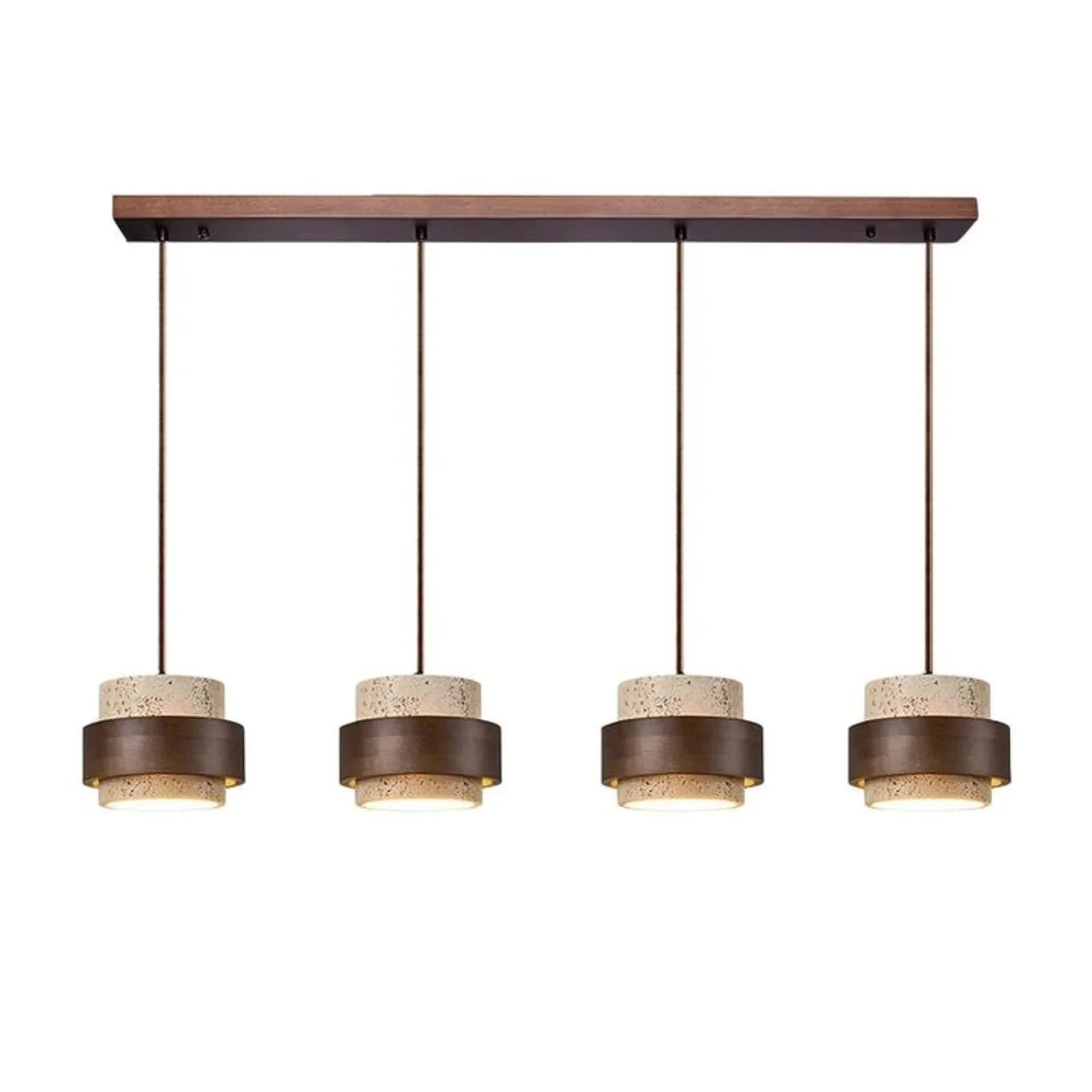 Travertijn Hanglamp Japandi Design | Minimalistische Hanglamp van Natuursteen & Hout - Sansoti