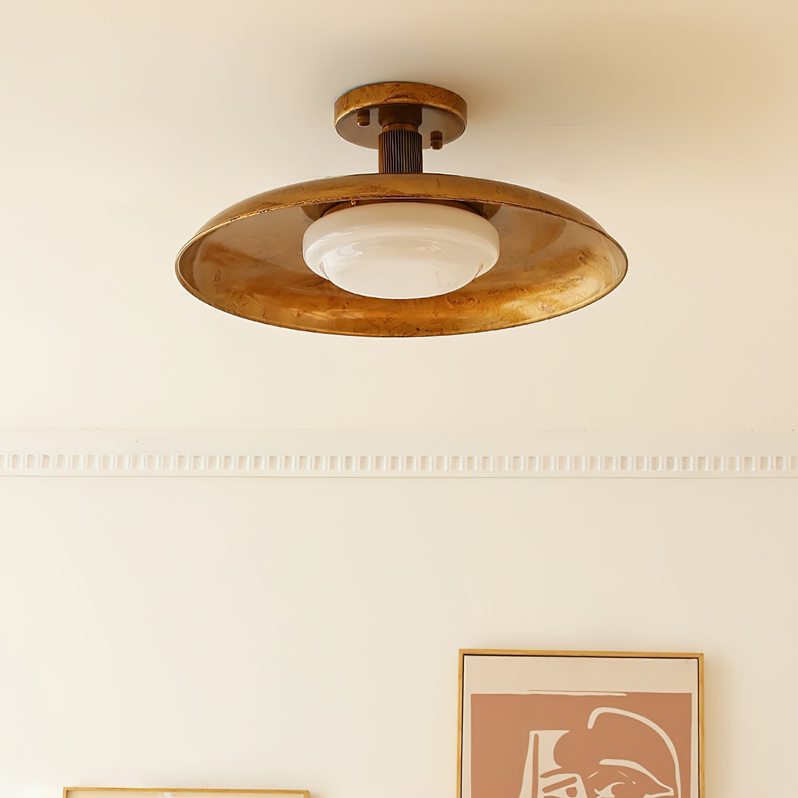 Lampe de plafond design en verre et métal avec LED intégrée – éclairage de plafond rond moderne en or, blanc ou nickel 50 cm | Restfield