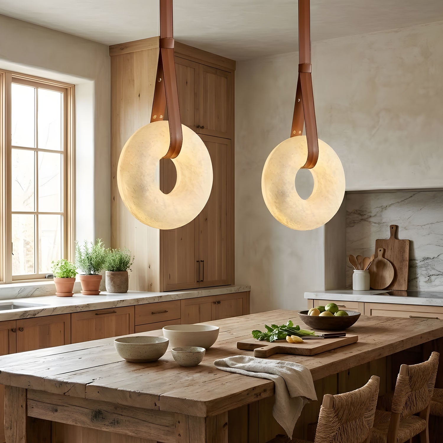 Hängelampe Alabaster Ring LED Dunkelbraun Braun Gold Wohnzimmer Esszimmer 3000K 4000K 6000K Ø30 Ø120cm Naturstein Pendelleuchte | Restfield