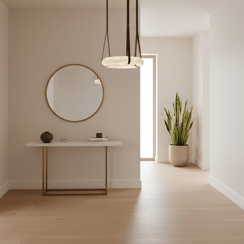 Hängelampe Alabaster Ring LED Dunkelbraun Braun Gold Wohnzimmer Esszimmer 3000K 4000K 6000K Ø30 Ø120cm Naturstein Pendelleuchte | Restfield