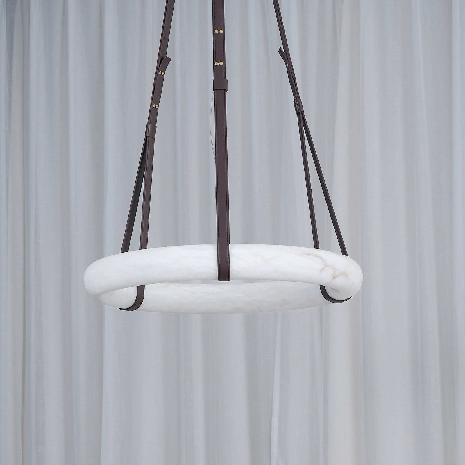 Hängelampe Alabaster Ring LED Dunkelbraun Braun Gold Wohnzimmer Esszimmer 3000K 4000K 6000K Ø30 Ø120cm Naturstein Pendelleuchte | Restfield