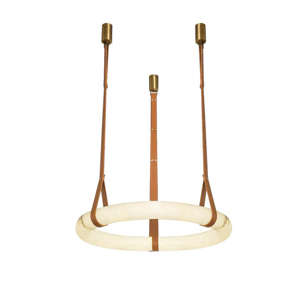 Hängelampe Alabaster Ring LED Dunkelbraun Braun Gold Wohnzimmer Esszimmer 3000K 4000K 6000K Ø30 Ø120cm Naturstein Pendelleuchte | Restfield