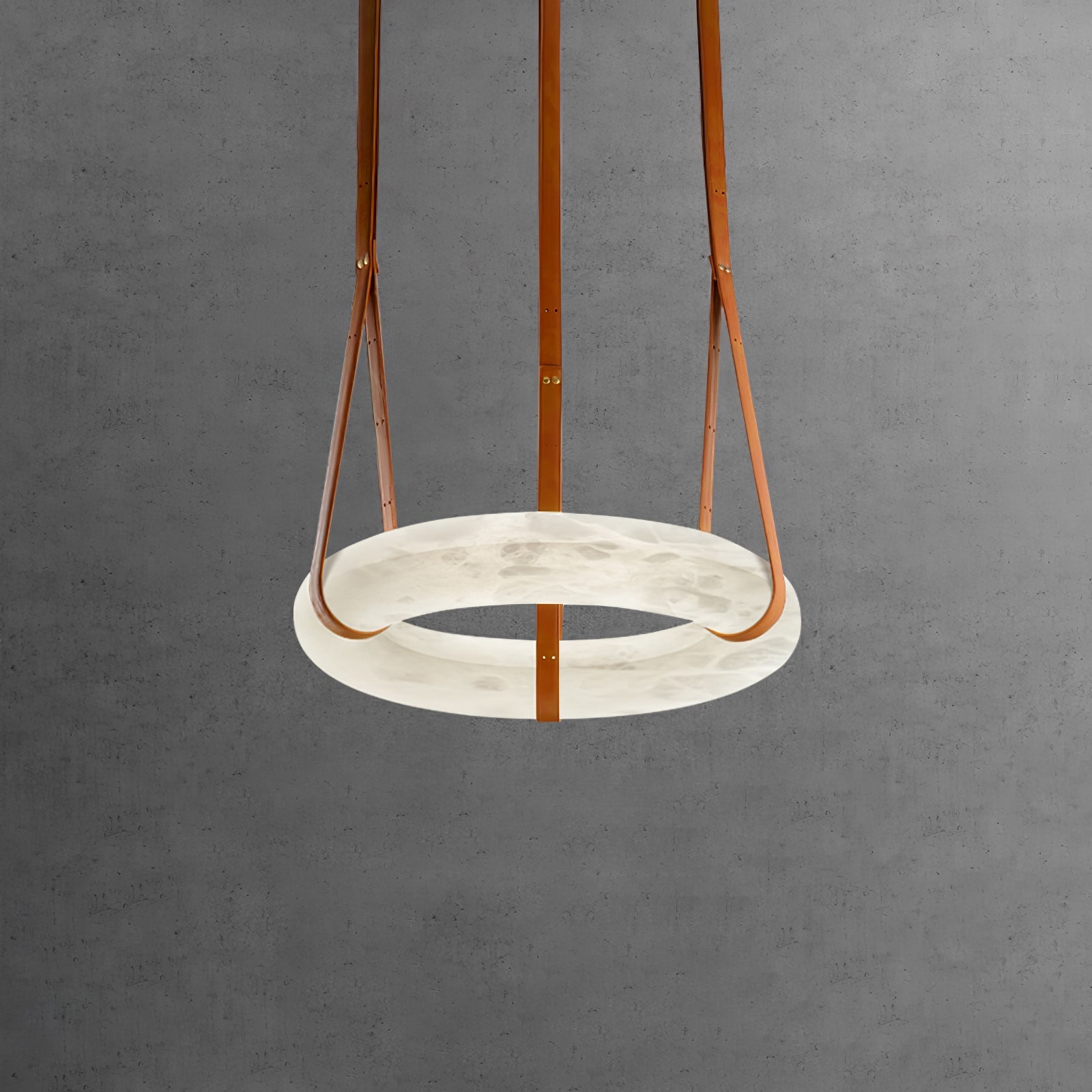 Hängelampe Alabaster Ring LED Dunkelbraun Braun Gold Wohnzimmer Esszimmer 3000K 4000K 6000K Ø30 Ø120cm Naturstein Pendelleuchte | Restfield
