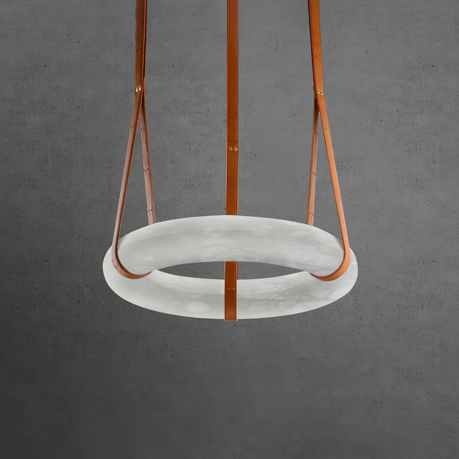 Hängelampe Alabaster Ring LED Dunkelbraun Braun Gold Wohnzimmer Esszimmer 3000K 4000K 6000K Ø30 Ø120cm Naturstein Pendelleuchte | Restfield