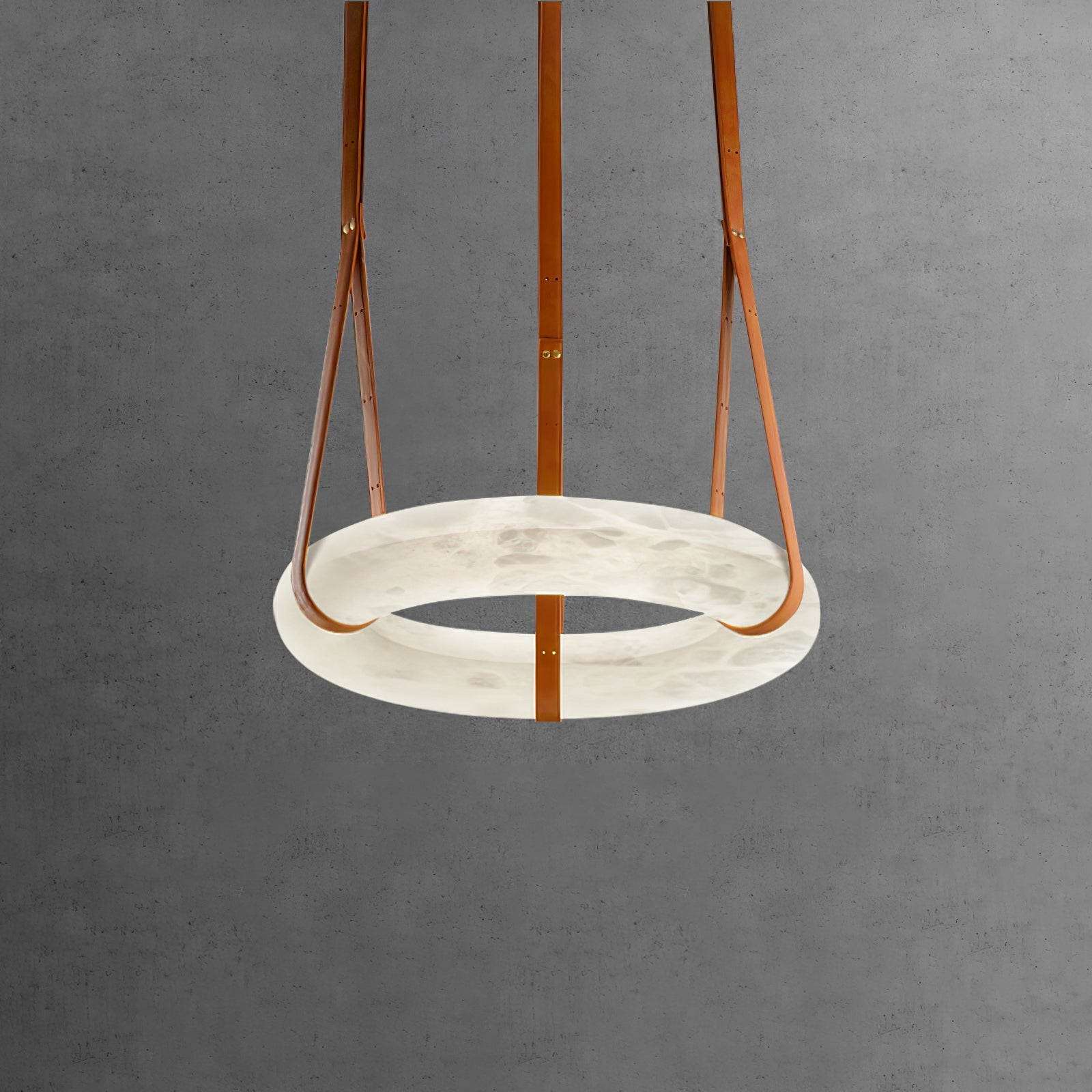 Hängelampe Alabaster Ring LED Dunkelbraun Braun Gold Wohnzimmer Esszimmer 3000K 4000K 6000K Ø30 Ø120cm Naturstein Pendelleuchte | Restfield
