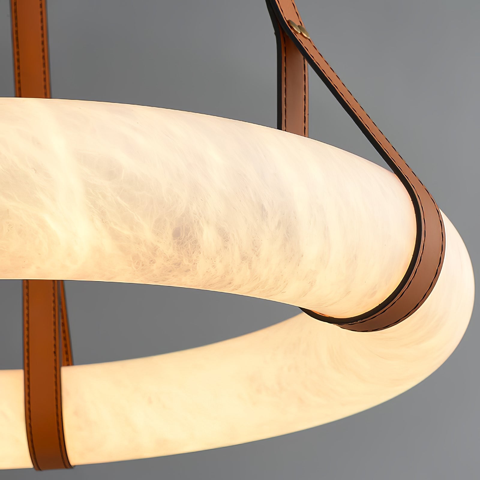 Hängelampe Alabaster Ring LED Dunkelbraun Braun Gold Wohnzimmer Esszimmer 3000K 4000K 6000K Ø30 Ø120cm Naturstein Pendelleuchte | Restfield
