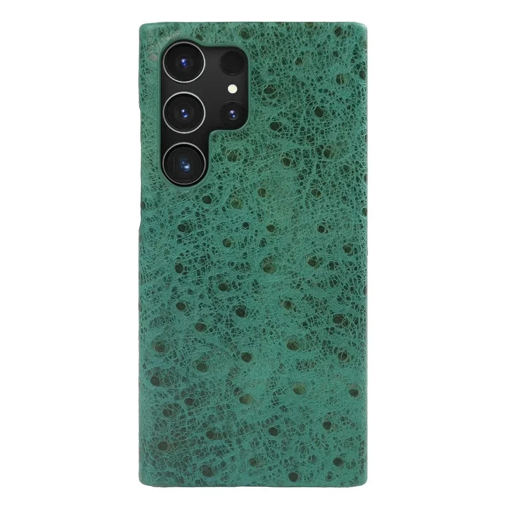 Telefoonhoesje Echt Struisvogeleer Samsung Galaxy met Schokabsorptie Vingerafdrukwerend Luxe Bescherming | Sansoti