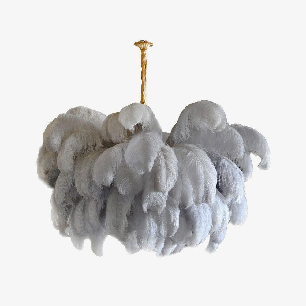 Veren Kroonluchter 56 Handgekleurde Pluimen Messing Fitting Goud Zilver Hollywood Glamour Statement Verlichting | Sansoti