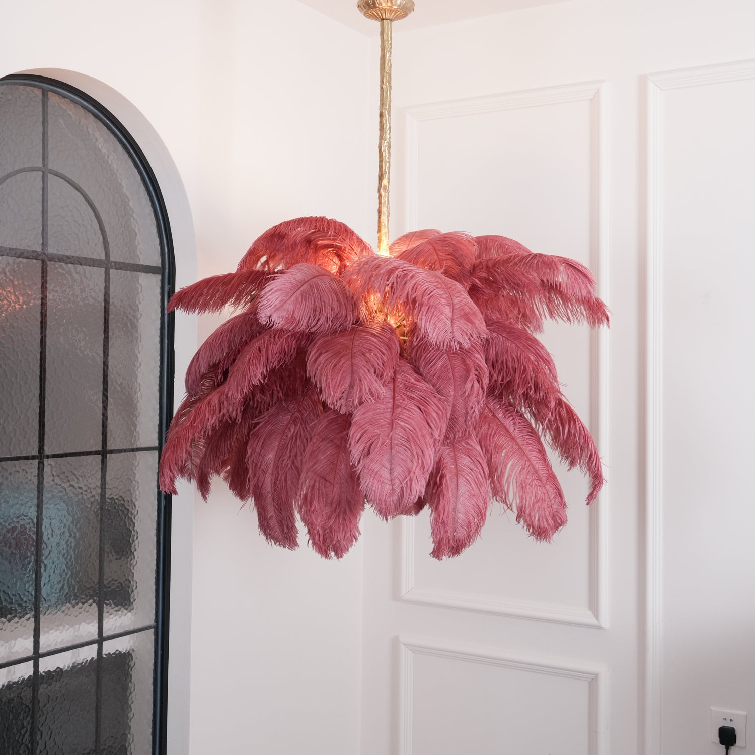 Veren Kroonluchter 56 Handgekleurde Pluimen Messing Fitting Goud Zilver Hollywood Glamour Statement Verlichting | Sansoti