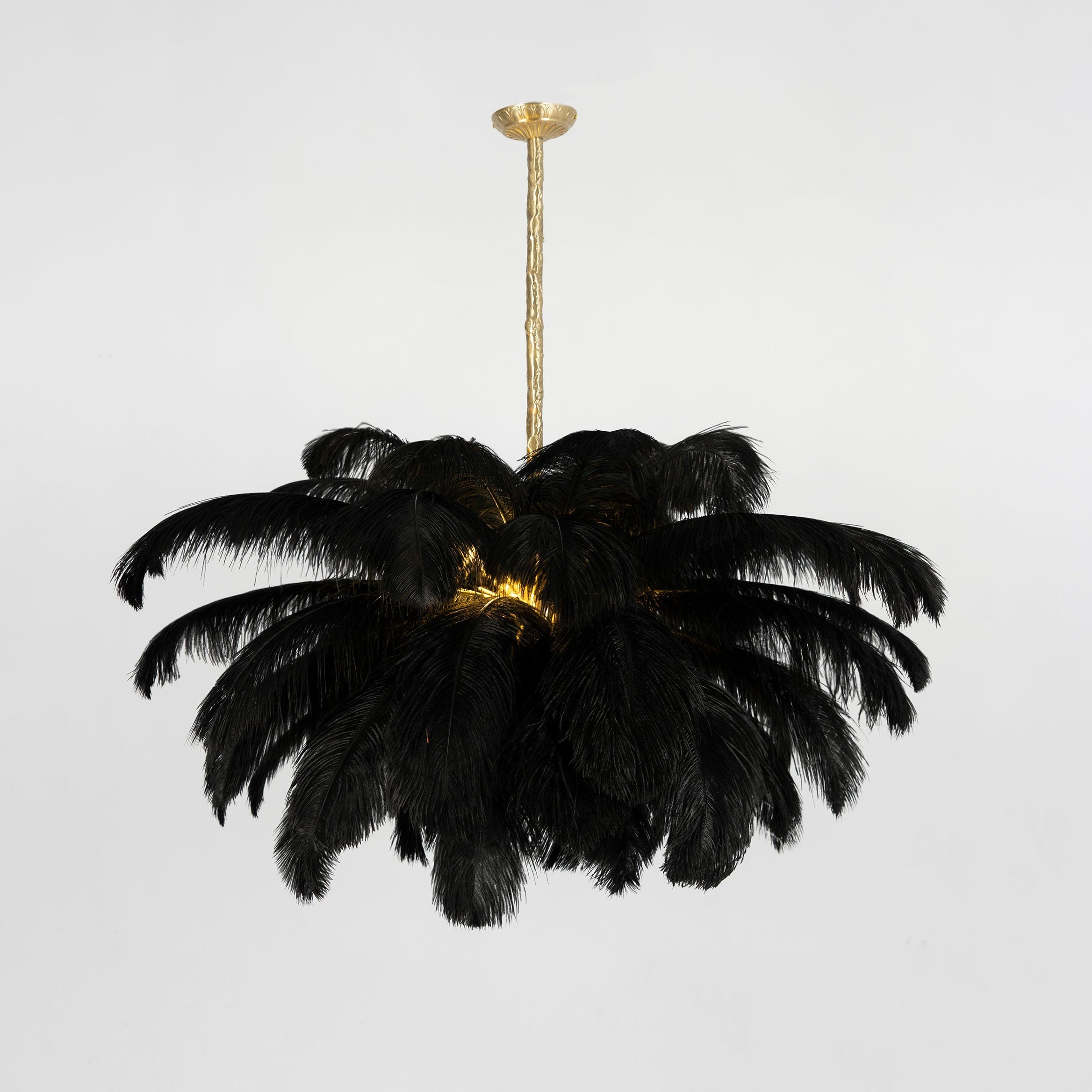 Veren Kroonluchter 56 Handgekleurde Pluimen Messing Fitting Goud Zilver Hollywood Glamour Statement Verlichting | Sansoti