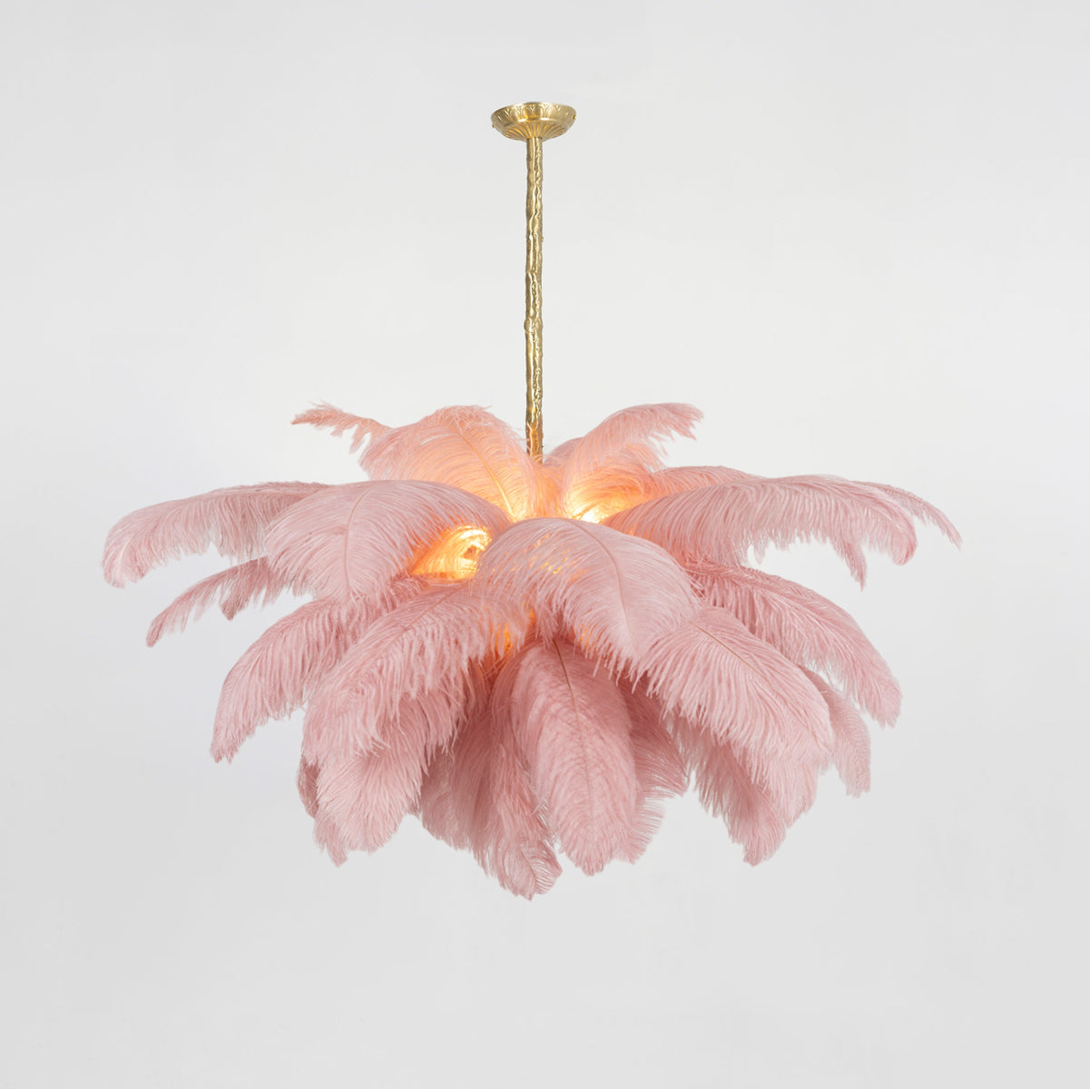Veren Kroonluchter 56 Handgekleurde Pluimen Messing Fitting Goud Zilver Hollywood Glamour Statement Verlichting | Sansoti