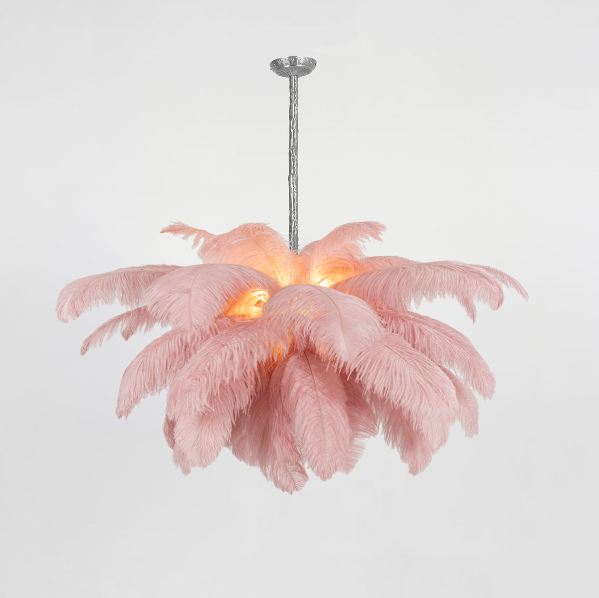 Veren Kroonluchter 56 Handgekleurde Pluimen Messing Fitting Goud Zilver Hollywood Glamour Statement Verlichting | Sansoti