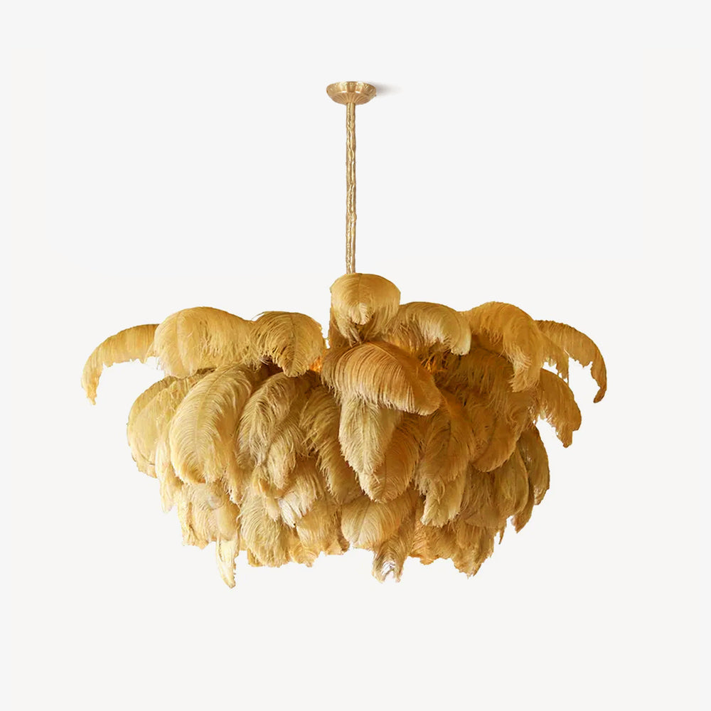 Veren Kroonluchter 56 Handgekleurde Pluimen Messing Fitting Goud Zilver Hollywood Glamour Statement Verlichting | Sansoti