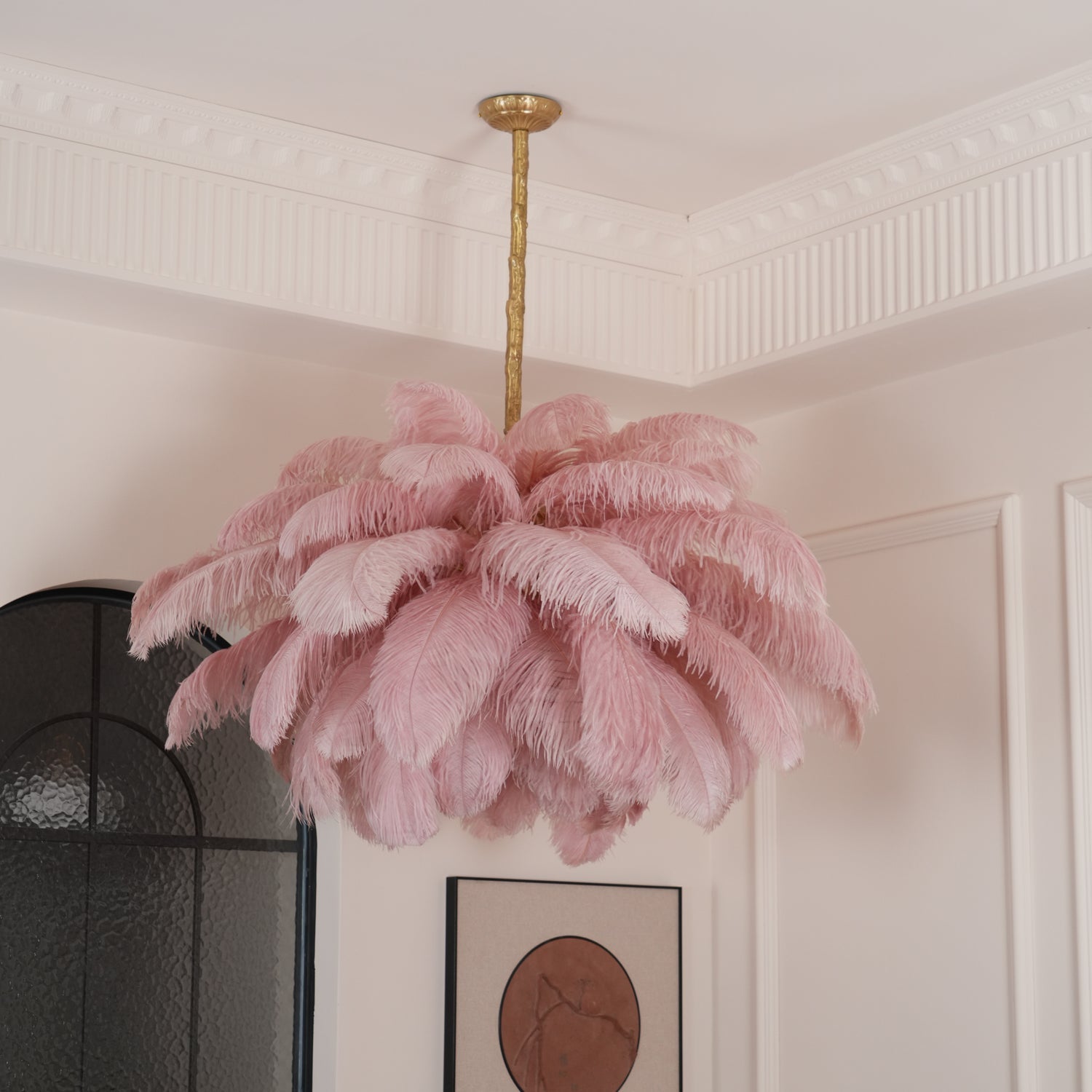Veren Kroonluchter 56 Handgekleurde Pluimen Messing Fitting Goud Zilver Hollywood Glamour Statement Verlichting | Sansoti