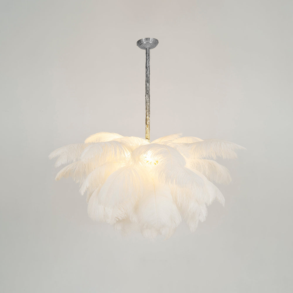 Veren Kroonluchter 56 Handgekleurde Pluimen Messing Fitting Goud Zilver Hollywood Glamour Statement Verlichting | Sansoti
