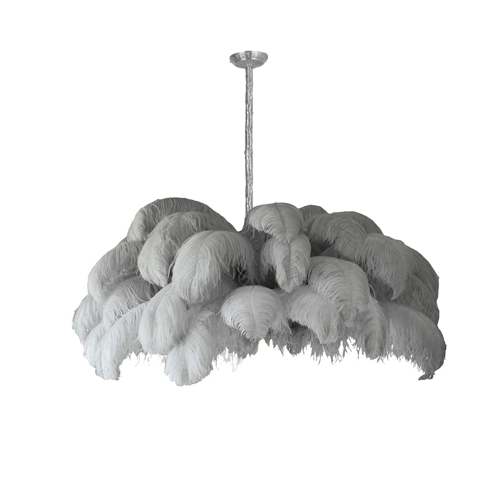 Veren Kroonluchter 56 Handgekleurde Pluimen Messing Fitting Goud Zilver Hollywood Glamour Statement Verlichting | Sansoti