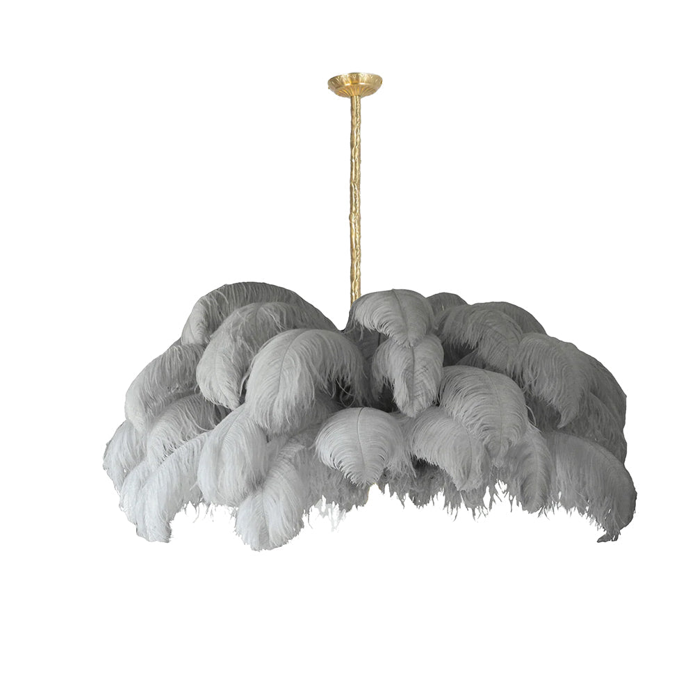 Veren Kroonluchter 56 Handgekleurde Pluimen Messing Fitting Goud Zilver Hollywood Glamour Statement Verlichting | Sansoti