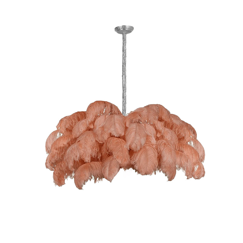 Veren Kroonluchter 56 Handgekleurde Pluimen Messing Fitting Goud Zilver Hollywood Glamour Statement Verlichting | Sansoti
