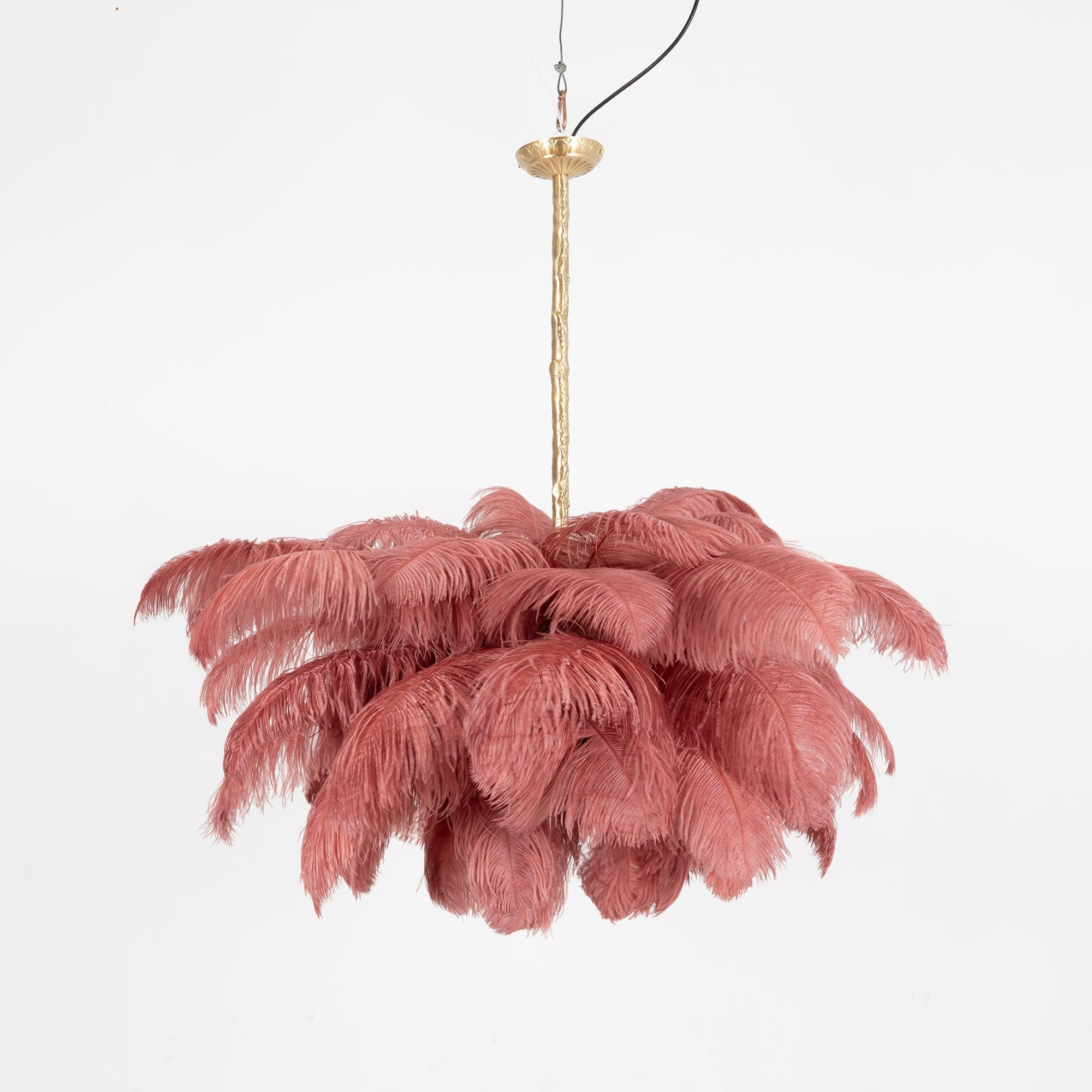 Veren Kroonluchter 56 Handgekleurde Pluimen Messing Fitting Goud Zilver Hollywood Glamour Statement Verlichting | Sansoti