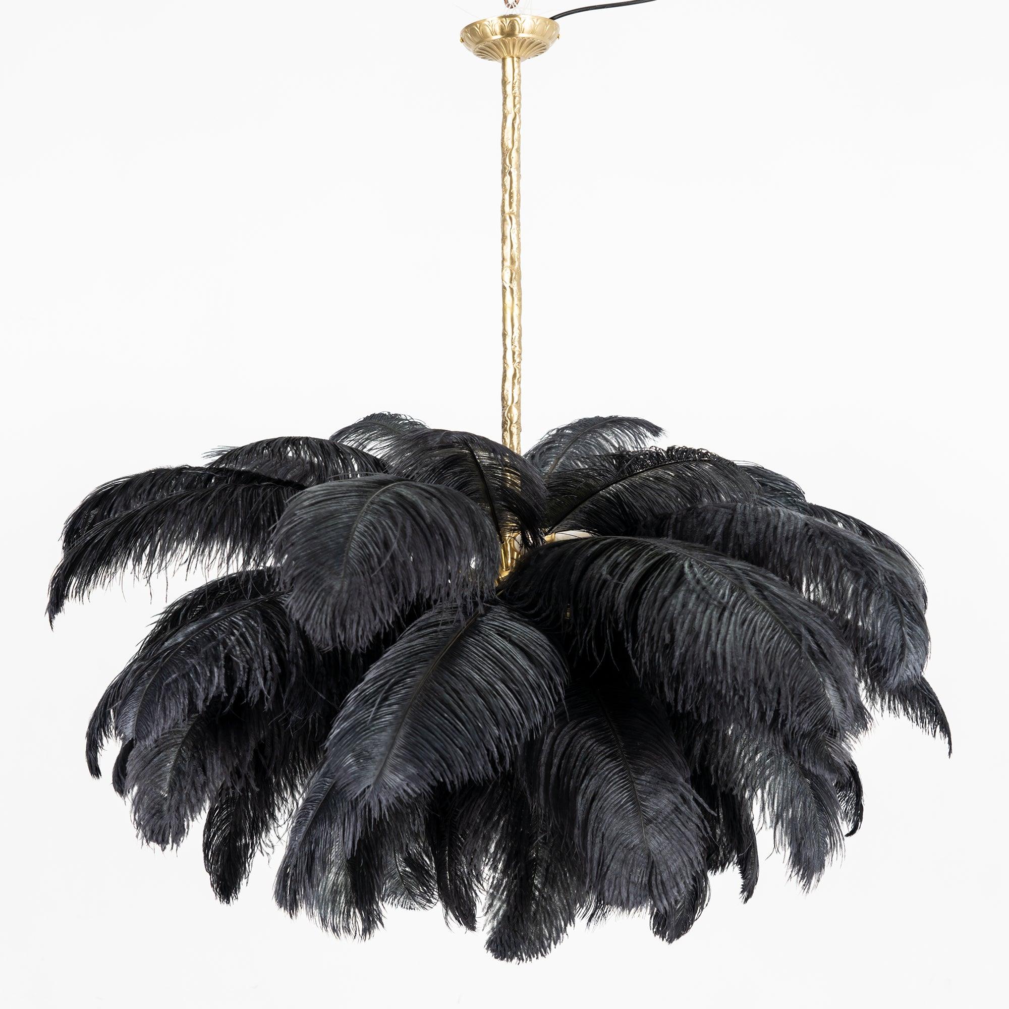 Veren Kroonluchter 56 Handgekleurde Pluimen Messing Fitting Goud Zilver Hollywood Glamour Statement Verlichting | Sansoti