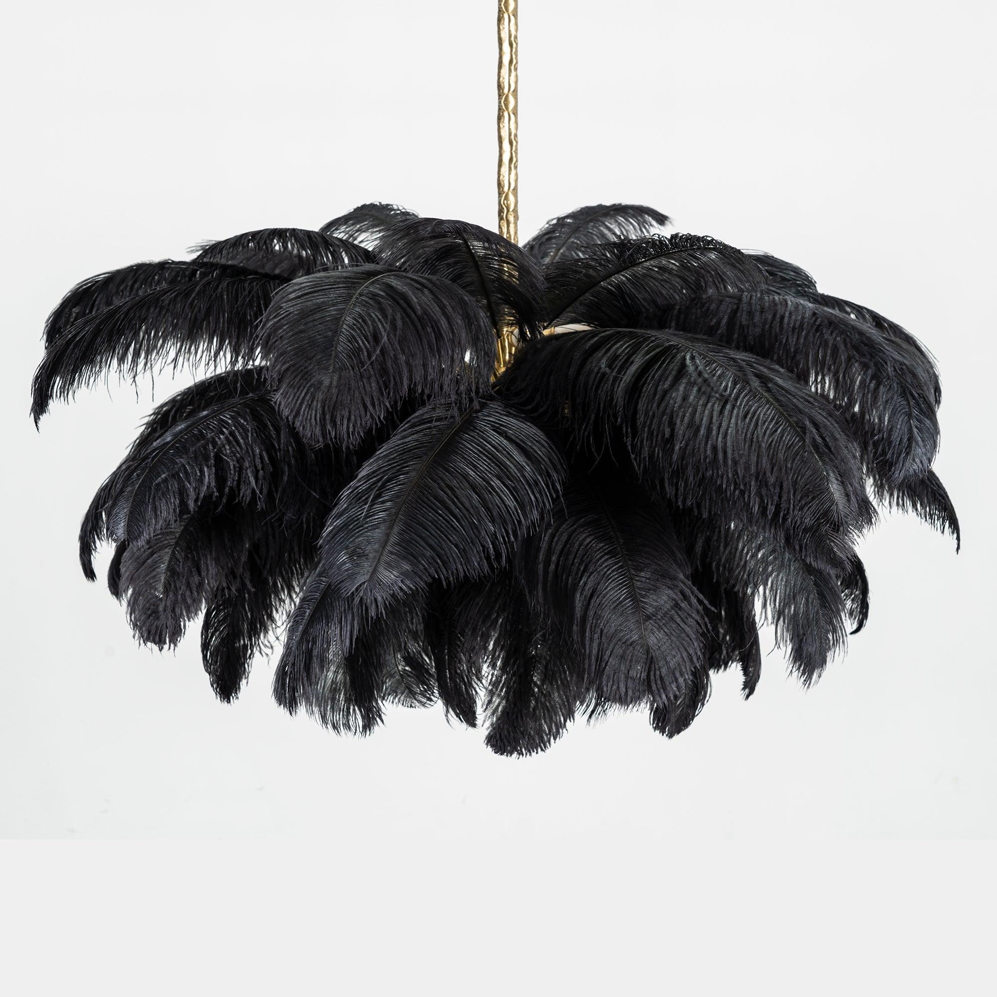 Veren Kroonluchter 56 Handgekleurde Pluimen Messing Fitting Goud Zilver Hollywood Glamour Statement Verlichting | Sansoti
