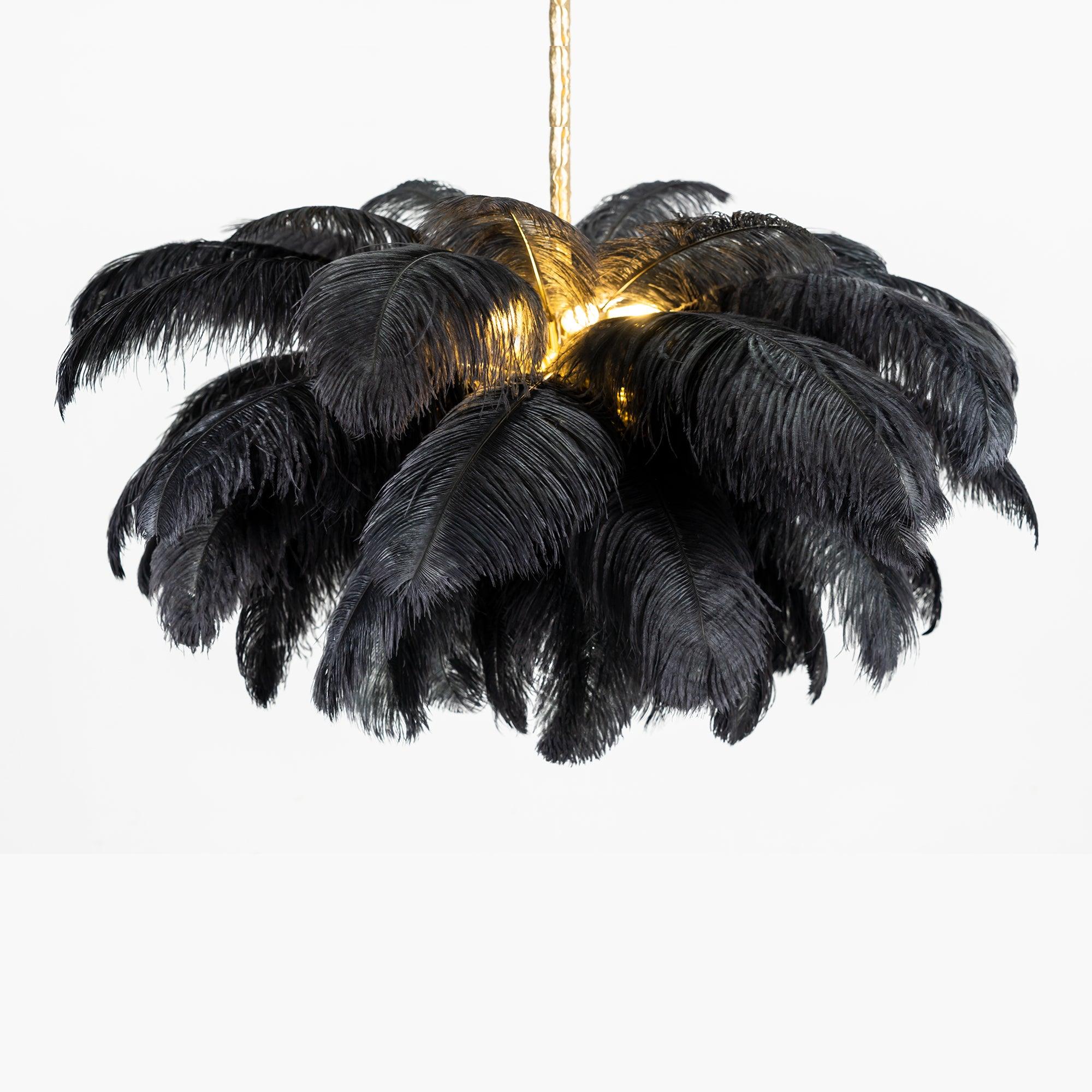 Veren Kroonluchter 56 Handgekleurde Pluimen Messing Fitting Goud Zilver Hollywood Glamour Statement Verlichting | Sansoti