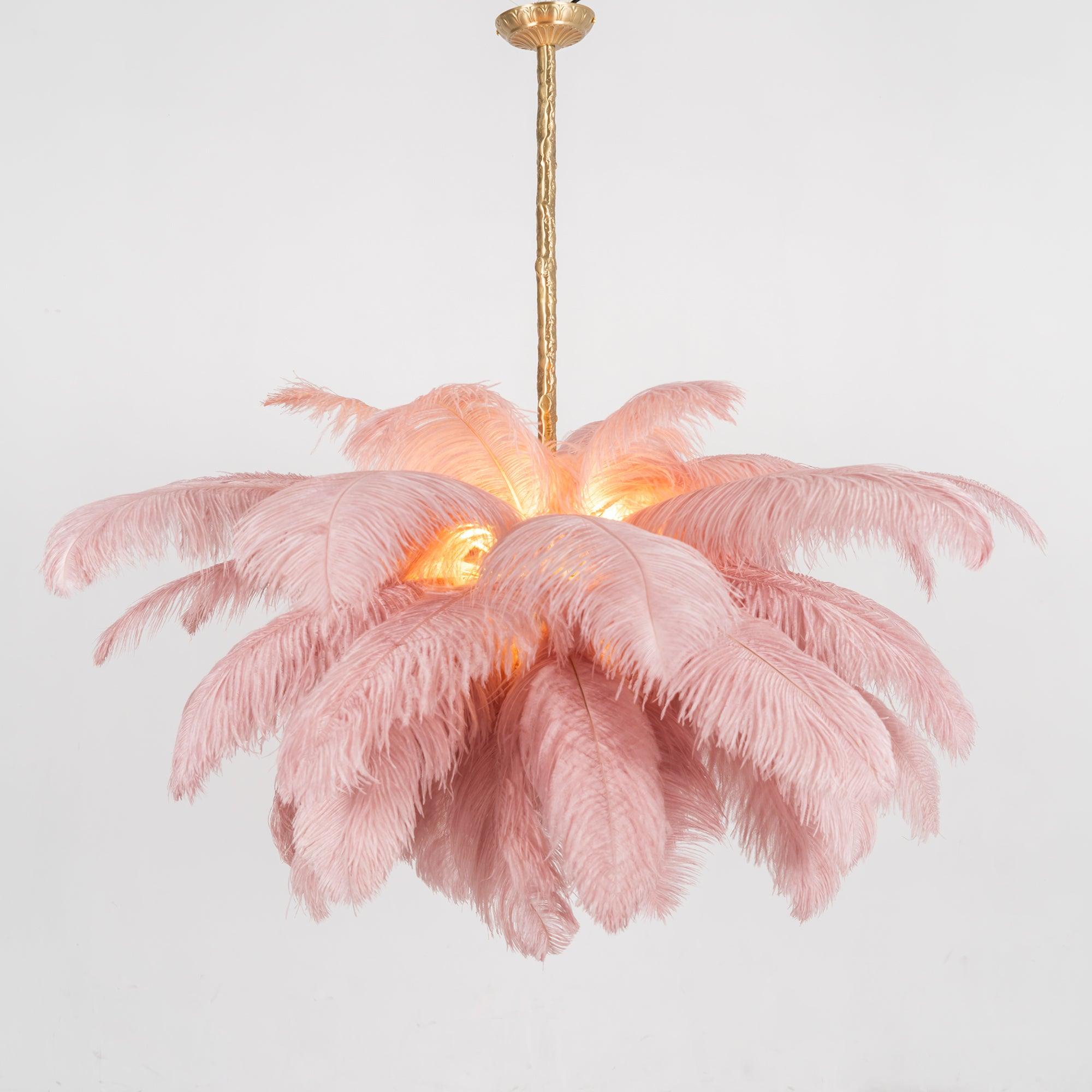 Veren Kroonluchter 56 Handgekleurde Pluimen Messing Fitting Goud Zilver Hollywood Glamour Statement Verlichting | Sansoti
