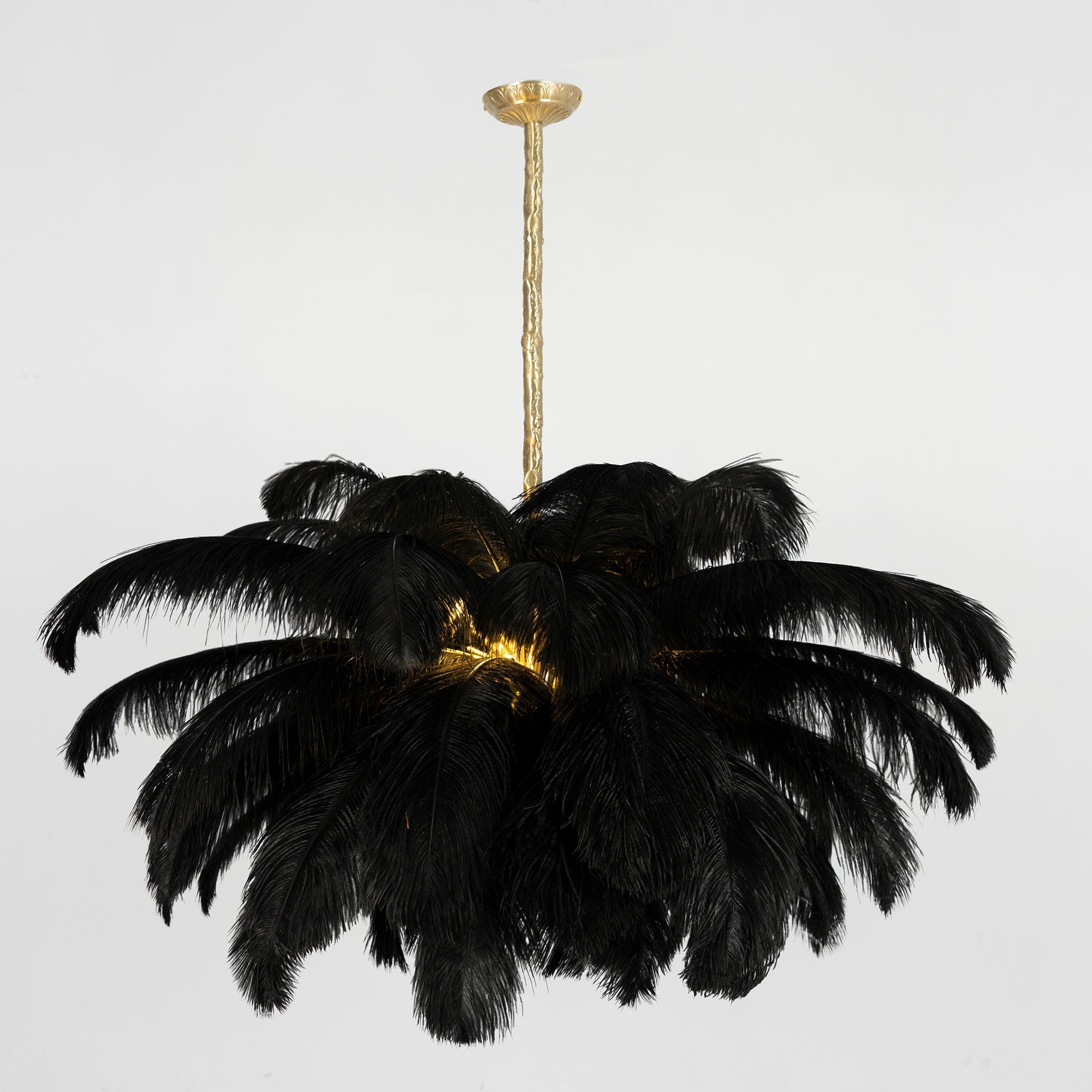 Veren Kroonluchter 56 Handgekleurde Pluimen Messing Fitting Goud Zilver Hollywood Glamour Statement Verlichting | Sansoti